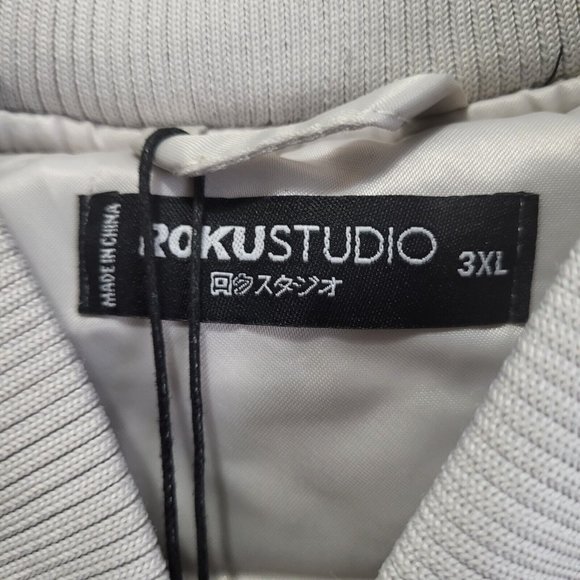 Roku Studio 'Ice Scream' Gray Satin Bomber Jacket Sz 3XL / 2XL, Runs Small - Picture 4 of 9